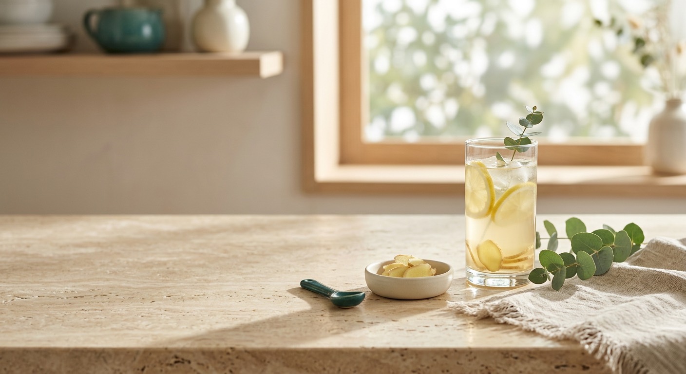 A golden morning tonic by the window